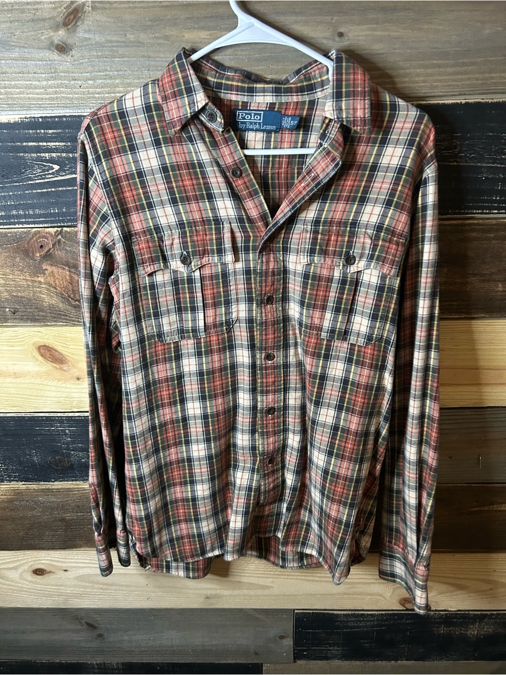 Ralph Lauren Plaid Button-Down Shirt in Red, Cream, and Brown